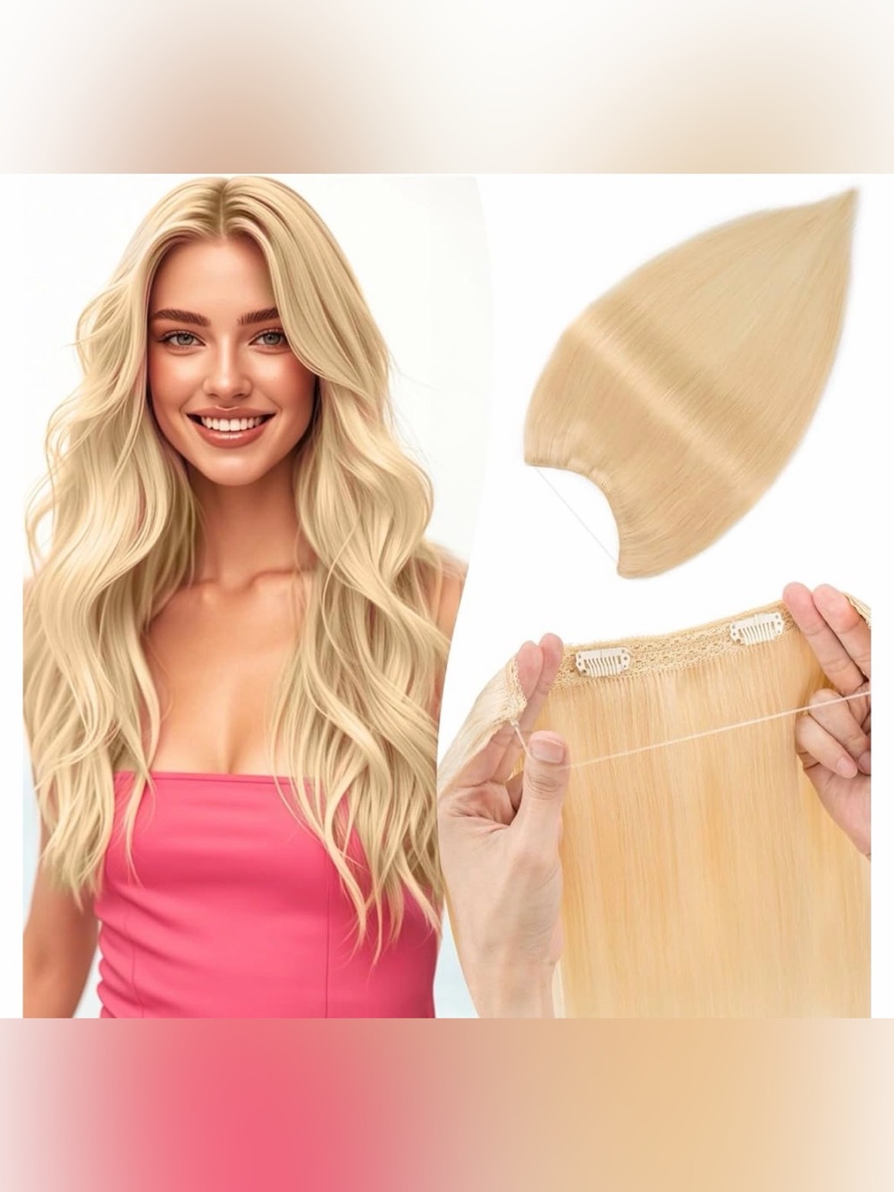 New Blonde Halo Hair Extensions by S-noilite # 60R